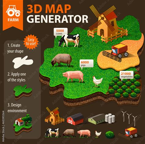 Vector 3d map generator Stock Vector | Adobe Stock