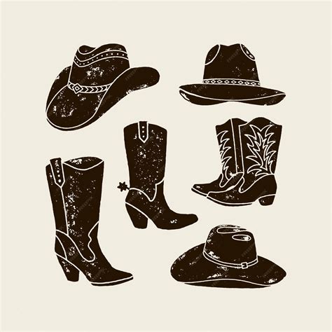 Premium Vector | Vector Set illustration of cowboy hat and boots ...