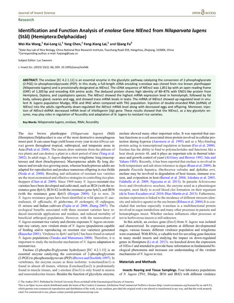 (PDF) Identification and Function Analysis of enolase Gene NlEno1 from ...