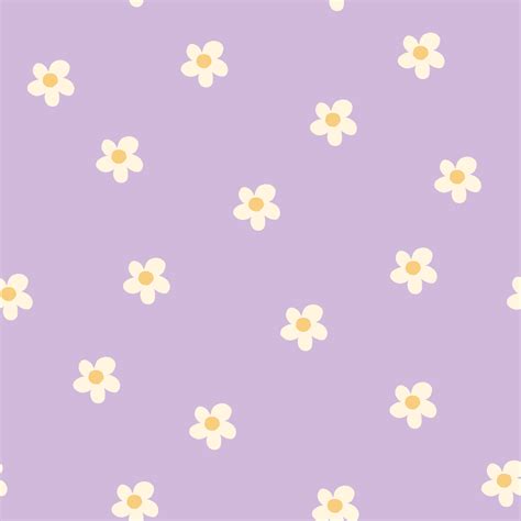 Floral seamless pattern with purple daisy flower and leaves on pastel ...