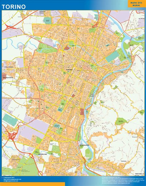 wall map of Torino city in Italy | Wall maps of countries of the World