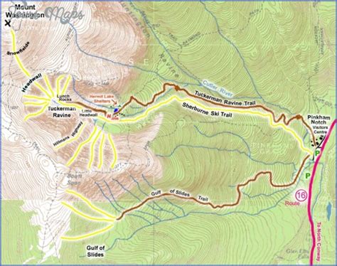 Mt Washington Hiking Trail Map - ToursMaps.com