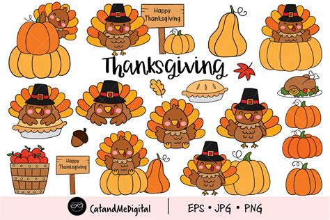 Thanksgiving Turkey Clipart Graphic by CatAndMe · Creative Fabrica