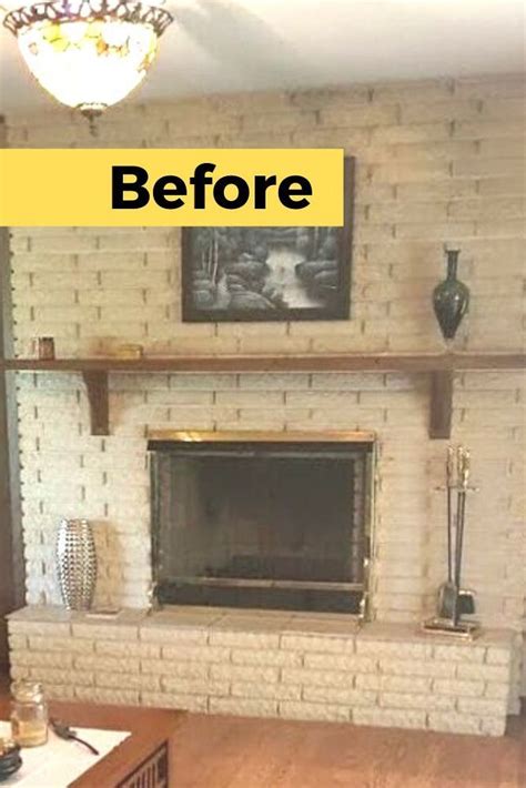 DIY Before and After Fireplace Remodel Idea | Brick fireplace makeover ...