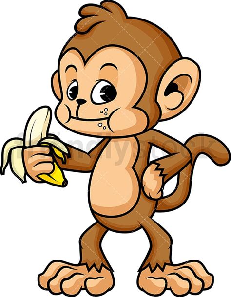 Monkey Eating Banana Cartoon Vector Clipart - FriendlyStock