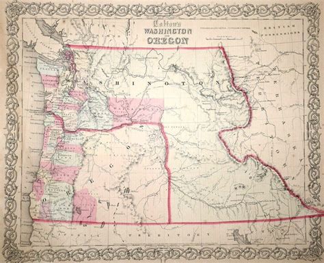 Old Antique 1861 Colton Atlas Map ~ WASHINGTON TERRITORY - OREGON ...