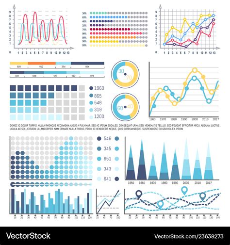 Infographics and charts with curves data analysis Vector Image