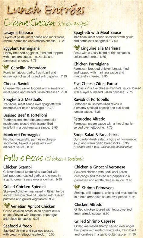 Olive Garden Dinner Menu