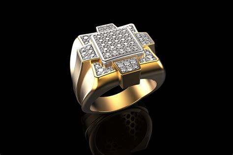 18K Yellow Gold Diamond Rings for Men 5 3D model 3D printable | CGTrader