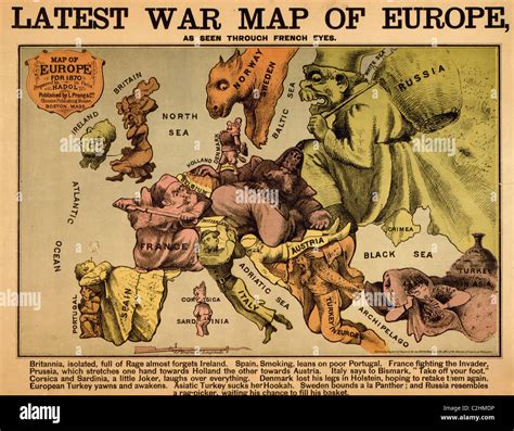 Anthropomorphic Map of Europe - 1870 - Political Stock Photo - Alamy