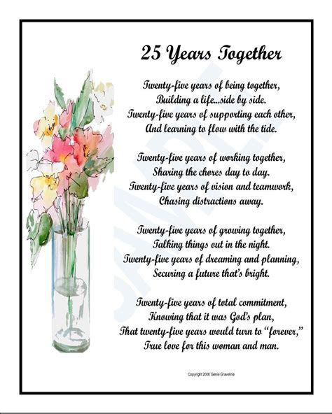 25 Years Together, DIGITAL DOWNLOAD, Anniversary Poem, 25th Wedding ...