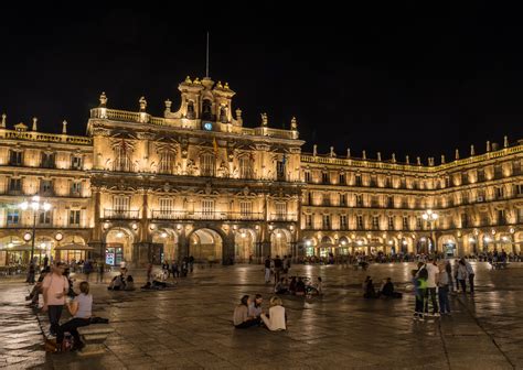 Plaza Mayor, Salamanca at night., Spain