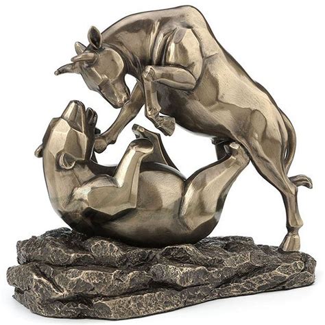 Bronze Stock Market Bull Bear Fight Sculpture | Sculpture, Statue, Bull