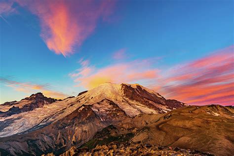 Mount Rainier Sunrise Photograph by Ian Stotesbury - Fine Art America