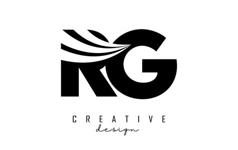 Creative black letters RG r g logo with leading lines and road concept ...