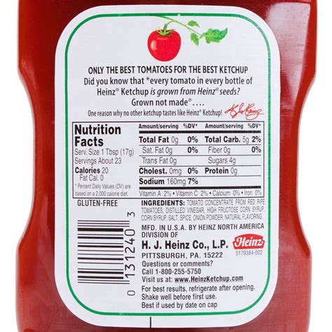 Heinz Ketchup Nutrition Information | Besto Blog