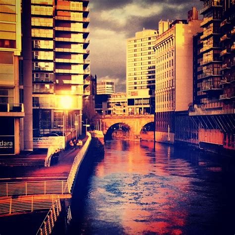 Sunset on the River Irwell | Manchester city, Salford, Manchester