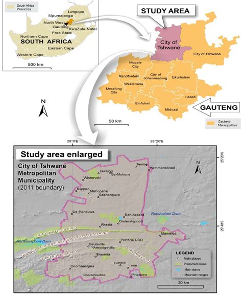 Map showing the location Tshwane metropolitan municipality within the ...