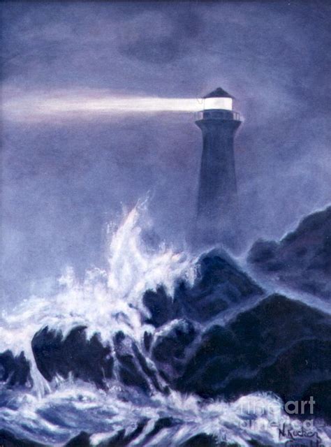 Lighthouse Storm Painting at PaintingValley.com | Explore collection of ...