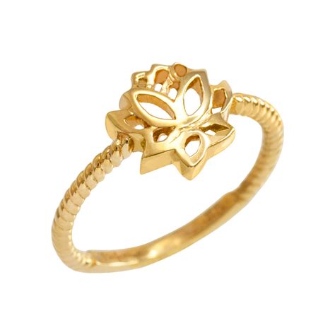 Gold Beaded Lotus Flower Ring