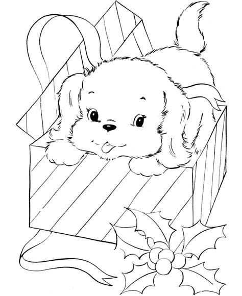 Puppy for Christmas - Pet Dog Coloring page | Puppy coloring pages ...