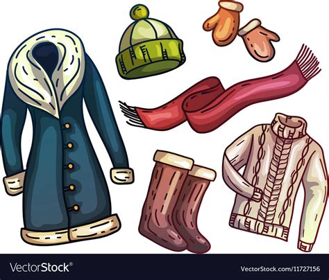 Set of warm winter clothes and accessories Vector Image