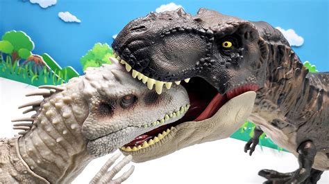 T-Rex VS Indominus Rex! Dinosaur Battle Video - YouTube