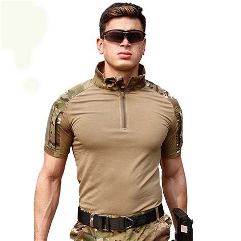 New Men Summer T Shirt Tactical Short Sleeve Military Camouflage Cotton ...