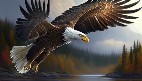 Portrait Of An Eagle Flying By River Background, Pictures Of Eagles ...