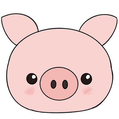 Cute Pig Face Drawing