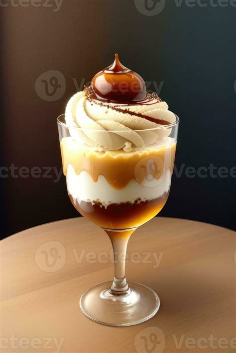 Ice cream sundae with caramel sauce in glass. 26286632 Stock Photo at ...