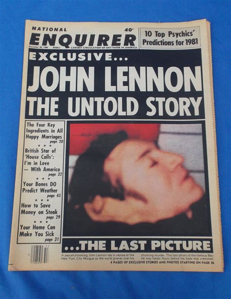 John Lennon National Enquirer Dec 30,1980 John Lennon Death The Untold ...