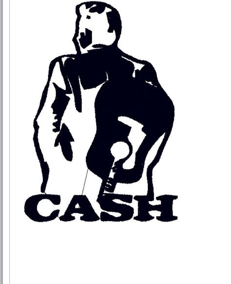 Johnny Cash Silhouette Machine Embroidery Design 4x4 5x7