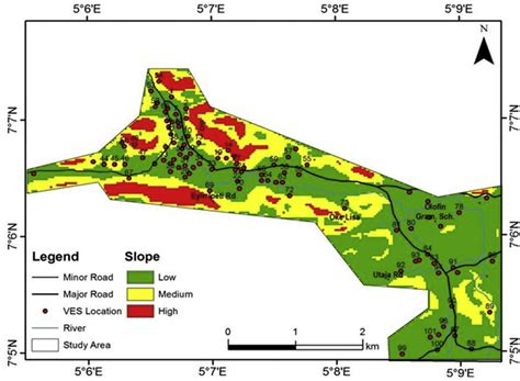 Slope map of the study area. | Download Scientific Diagram