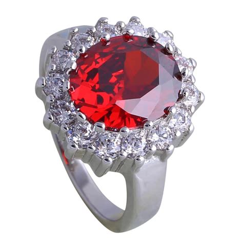 Fashion Red Garnet rings Women's rings Jewelry Silver Filled Gift Party ...