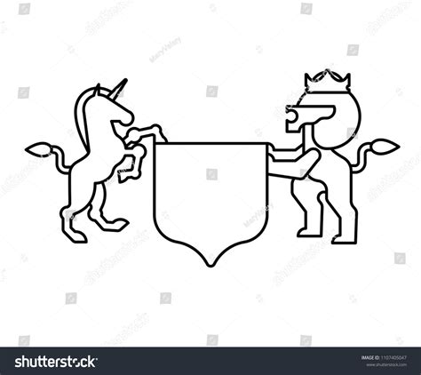 Lion Unicorn Shield Heraldic Symbol Sign: vector de stock (libre de ...