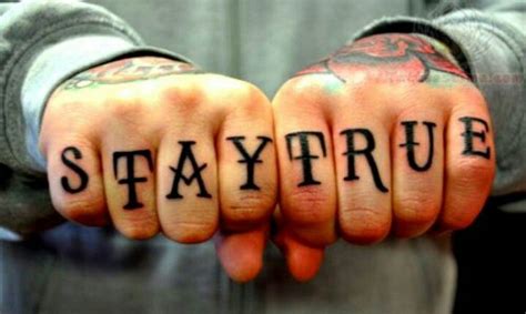 Stay true tattoo | Knuckle tattoos, Finger tattoos, Finger tattoos words