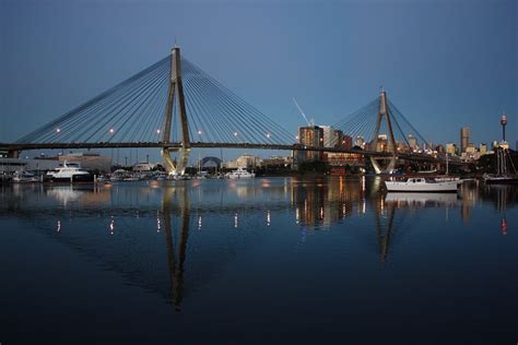 Sydney - City and Suburbs: Anzac Bridge, twilight