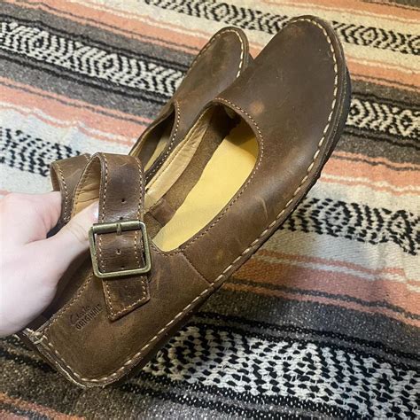 Clarks Brown mary janes Size 8 some stains on the... - Depop