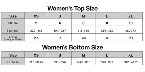 International Women Size Chart, Measuring Guide For XS 4XL ...