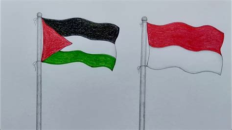 Cara menggambar bendera Palestina dan Indonesia - YouTube