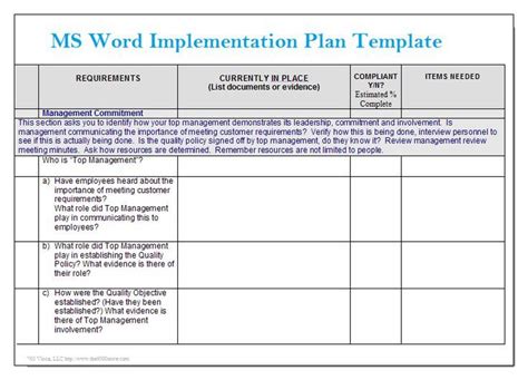 Simple Implementation Plan Template Awesome Ms Word Implementation Plan ...