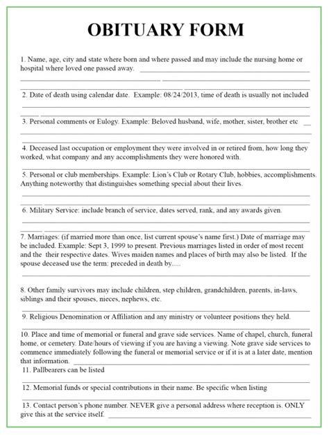 Free Obituary Template Father - FREE PRINTABLE TEMPLATES