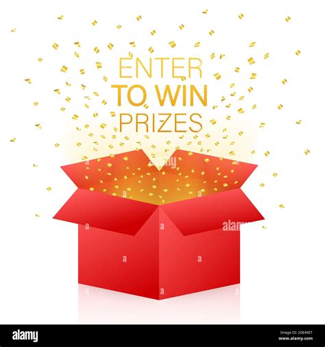 Enter to Win Prizes. Open Red Gift Box and Confetti. Vector stock ...