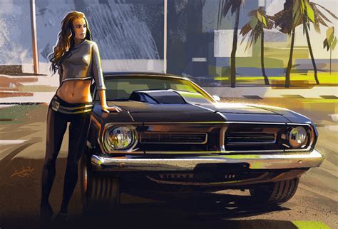 ArtStation - car and girl , Aleksandr Sidelnikov | Car and girl ...