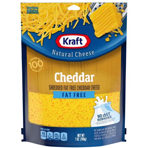 Kraft Cheddar Fat Free Shredded Cheese, 7 oz Bag - Walmart.com