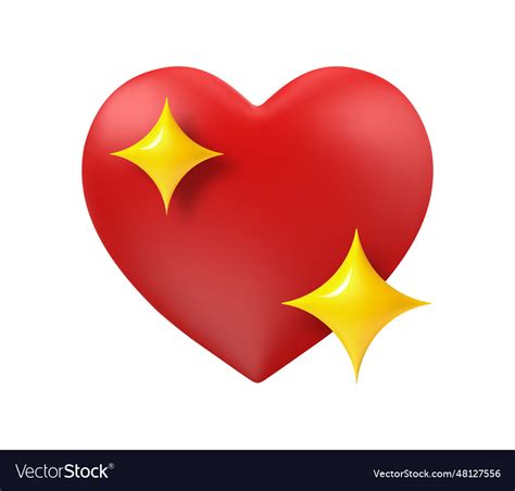 Sparkling heart emoji 3d red and yellow Royalty Free Vector