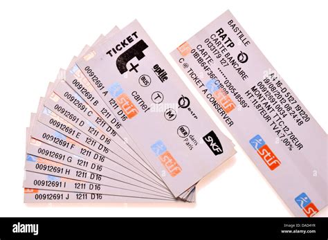 Paris metro tickets. A 'carnet' - 10 tickets bought together at Stock ...