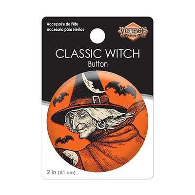 Vintage Halloween Classic Witch Button