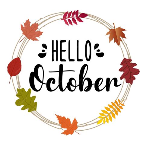 Premium Vector | Hello october with autumn vibe welcome october vector ...